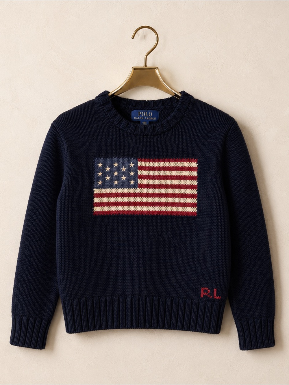 Polo Ralph Lauren Boys Iconic American Flag Knit Sweater Size S (8)